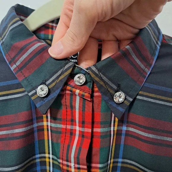 J.Crew Embellished Garcon Shirt Stewart Tartan Cotton Poplin 8 NWT - Picture 9 of 10